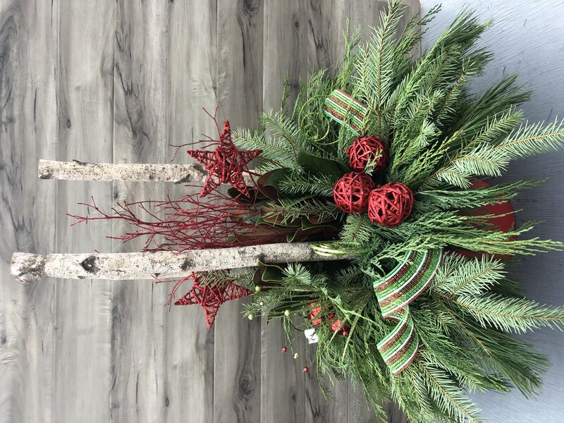 Deck the Halls: 16 inch Planter Red